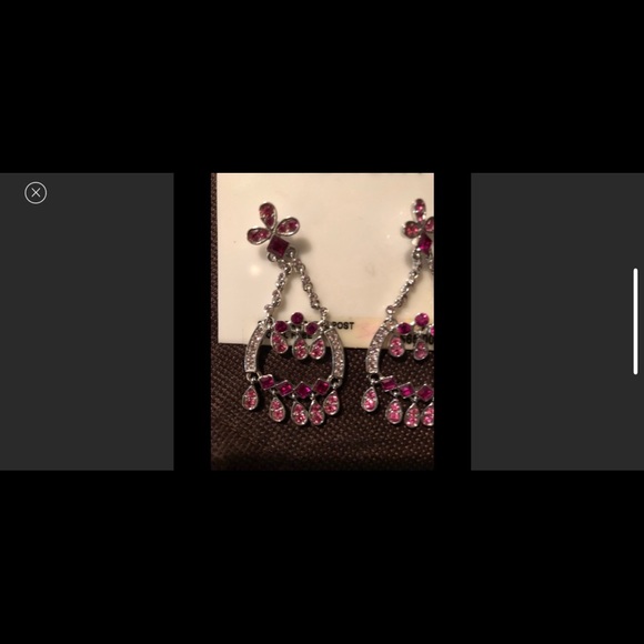 Givenchy Rhinestone Dangle Earrings New On Card - Picture 2 of 2